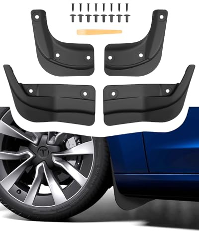ASZSK [Set di 4] Parafanghi per Tesla Model 3 2024 2025, Model 3 Highland Paraspruzzi, Parafango Anteriori e Posteriori, Accessori Mudguard con Viti di Montaggio, Nessuna Foratura Richiesta