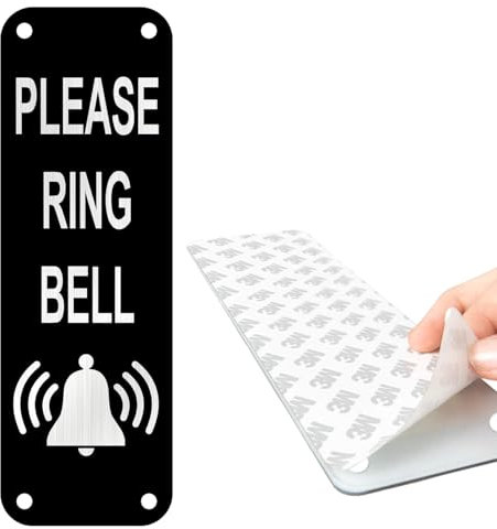 UTXN Please Ring The Bell Sign, House Signs, Door Signs Personalized, Metal Aluminium 5×15cm With Self-Adhesive and Pre-Drilled Holes, Easy Mounting on Door or Wall Plaque (Black)