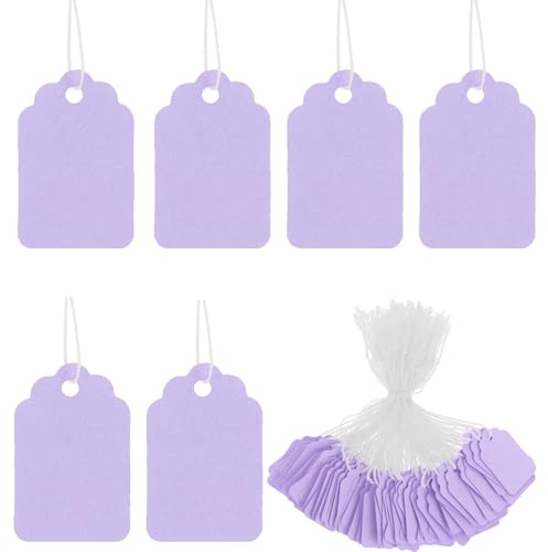 200 Stück Geschenkanhänger Danke Zum Beschriften, Papier Price Tag Preisetiketten Preisschilder Anhänger Papier Kärtchen Zum Beschriften Für DIY Bastelprodukte Kleidung Schmuck Einzelhandel, Lila