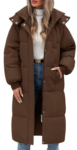 RITOSTA Giubbotto Donna Invernale Lungo Cappotto Imbottito Giacca Trapuntata Giubbino Puffer Coat Jacket Elegante Cappotti Piumino Invernali Parka Autunno con Cappuccio Zip e Tasche(Caffè,XL)