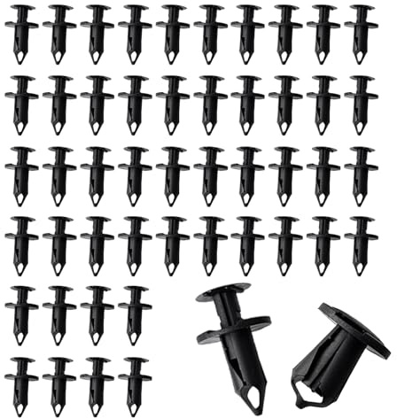 50 Pcs Clips de Fixation Voiture, 8mm Universal Rivet clips en plastique voiture attaches de type poussoir Fixation Parechocs pour Auto Panneaux es Portes, Convient à la Plupart es Véhicules Noir