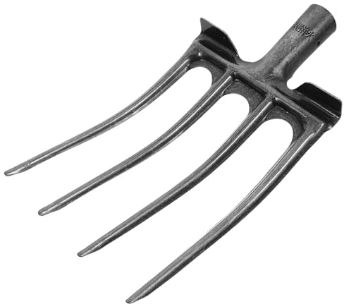 VALICLUD Fourche à Bêcher en Acier Robuste à 4 Dents Tête de Rechange 35 MM Compatible Outil Agricole Polyvalent pour Ameublir Sol et Récolte Entretien Écurie et Jardinage