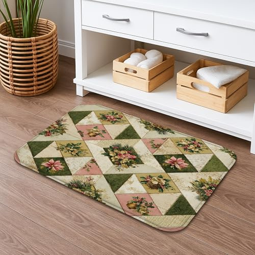 Tappetino da bagno vintage floreale ad asciugatura rapida, elegante tappetino da doccia assorbente, tappetino da doccia antiscivolo, tappeto decorativo primaverile in flanella lavabile per bagno WC