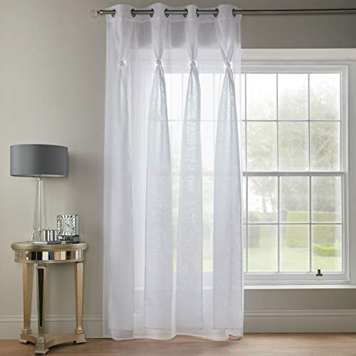 Alan Symonds Diana Dolly Diamante Ring Top Curtain Panel (White, 57 x 90 [145x229cm])
