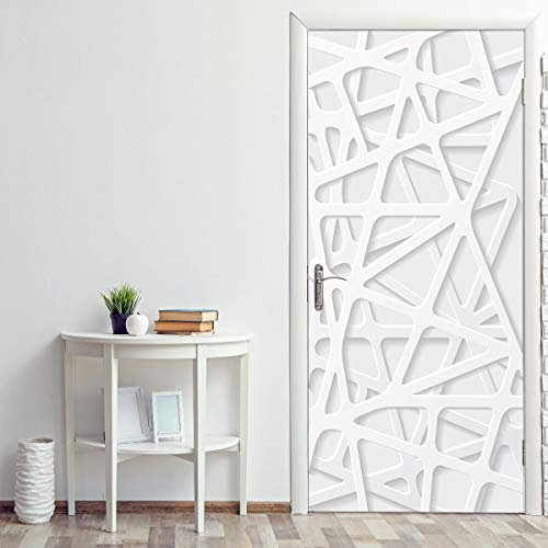 IKPHQF 3D Innentür Türposter Türtapete Türaufkleber Einfache Weiße Geometrie 77X200cm Selbstklebend Türfolie Poster Tapete Wandtattoo Tür Wandbild Aufkleber Schlafzimmer Bad Büro Hause Deko