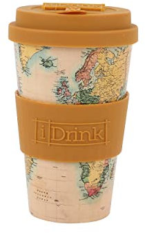 IDRINK®- Taza de café de RPET con tapa de silicona de apertura, fácil de llevar Taza de 435 ml para llevar de plástico reciclado 8,7 x 8,7 x 15 cm ergonómica 435 ml (OLD MAP)