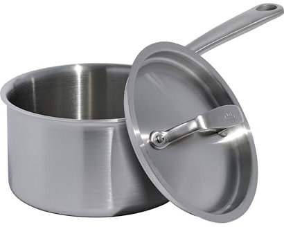 Made In Cookware – 1,89 l Edelstahltopf mit Deckel – 5-lagiger Soßentopf mit Edelstahlbeschichtung – Professionelles Kochgeschirr – Hergestellt in Italien – Induktionskompatibel
