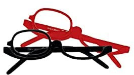 STOP TO SHOP! Vergrößerungs-Make-up-Lesebrille – 2er-Pack Kosmetik-Make-up-Brille – Flip Lens Eyewear Schwarz/Rot (1)