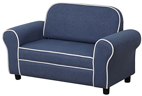 PWTJ Children Sofas and Couches / 2-Seater Kid Sofa Couch/Children Sofa Chair with Linen Fabric/Big Kid Loveseats for 0-3 Years Children Using (Blue)