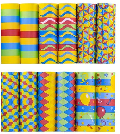 ARKRAFT Stelle filanti Carta FSC Confezione rotori da 12 Pezzi per Carnevale Compleanno (P12 Mix)