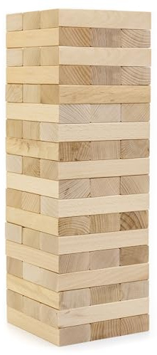Holzfee Wackelturm XL 54 Holzbausteine 12 x 4 x 2 cm Buchenholz