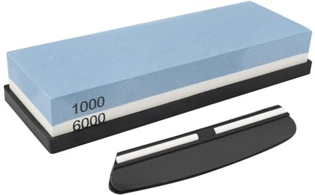 Pietra Affilacoltelli, Affila Coltelli, Affilacoltelli Professionale, dotata di base antiscivolo in silicone e guida per coltelli, utilizzata per affilare e lucidare lame metalliche(1000/6000)