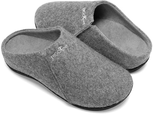 ERGOfoot Wool Orthopedic Slippers for Women Men, Arch Support | Orthotic Clogs, House Slippers, Non-Slip, Breathable, Warm Felt Upper, for Plantar Fasciitis, Flat Feet, for Indoor Outdoor
