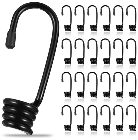 24 Pcs Crochets Spiralés pour Corde Elastique 9 mm, Crochets en Spirale pour Tendeur Elastique, Crochets de Tension Tendeur en Caoutchouc Spirale pour Tendeurs Elastique Tendeur Bache Vélo Moto
