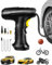 Rechargeable Cordless Tyre Inflator Air Compressor 4000mAh Car Tyre Inflator 12V/ 120W/ 150 PSI/ 10.5Bar Handheld Electric Digital Tire Pump 4 Nozzle Adaptors Heat Dissipation for Car Motorcycle