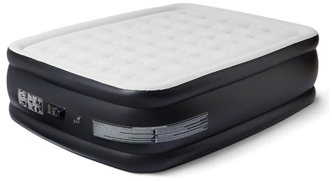 Amazon Basics Inflatable Air Mattress, Queen Size, 22in Height, with Built-in Pump, for Guests or Camping