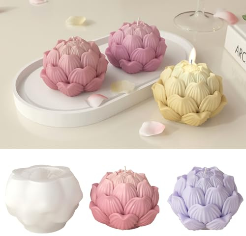 Stampo in resina siliconica 3D a forma di fiore di loto, stampo fai da te per realizzare candele, stampo per colata di loto in resina epossidica, per sapone, argilla, torte, dolci, strumenti per la