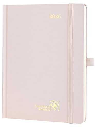 POPRUN A5 Diary 2026 Week to View (22x16.5 cm) Hardback Appointment Diary Vertical Weekly Planner 26, Inner Pocket, 100GSM Paper (Light Pink)