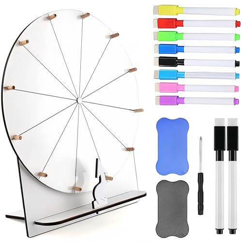 BIZOI Roue de La Fortune, Roue de la Fortune Personnalisable, Roue de Jeu de Mariage, Roue de La Fortune avec Gomme et Marqueur, Roue de la Chance pour Jeux de Loterie, Jeux de Mots, Fiançailles