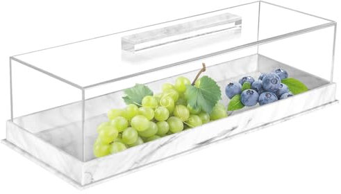 Bandeja para tartas con tapa, recipiente rectangular transparente para postres, soporte para pasteles, bandeja multifuncional para postres para panadería o cafetería