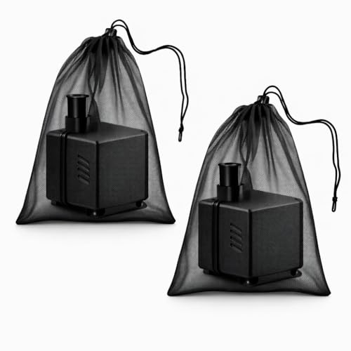 Hawpasy 2PCS Pond Pump Filter Bag Pump Barrier, 40x30cm Water Pump Filter Bags Mesh Bag with Drawstring, Submersible Pump Protection Cover, Mesh Bag for Pond Net, Fish Tank, Aquarium, Small Pump