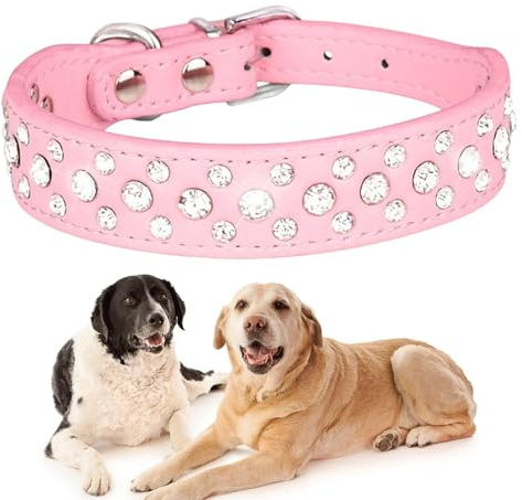 Husdjur – strass – justerbart hundhalsband, PU-läder – kattkrage | treradig kristallpaplerkrage, gnistrande husdjurstillbehör för små hundar och, modesmycke utseende,