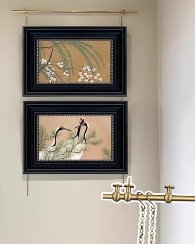Sistema di Sospensione per Quadri in Ottone - Kit di Cavi da 63 Pollici per Binario per cornici e Display per Foto, Modanatura per gallerie d'Arte e Staffa per Un Facile Montaggio a Parete