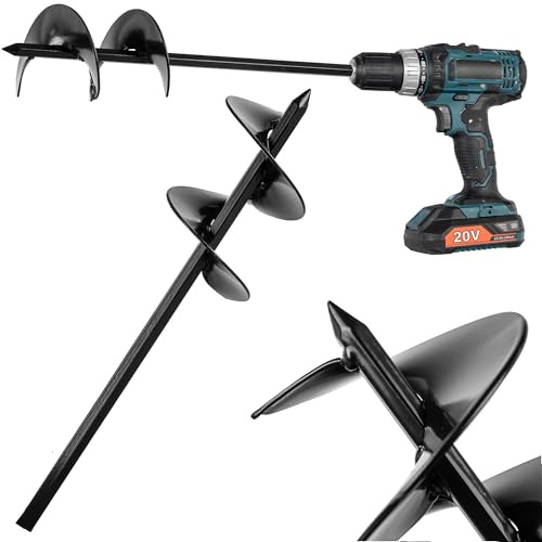 KADAX Trapano da 80 mm per trapano, trapano da giardino, trivella per avvitatore a batteria, trapano per piante per giardinaggio, trapano a spirale per fori di terra