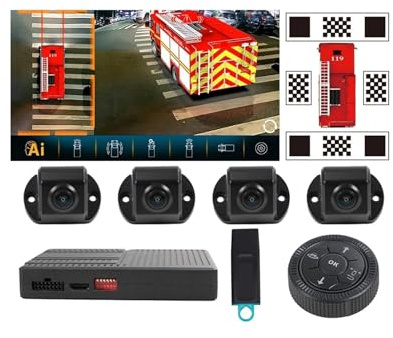 Telecamera per parcheggio con visione panoramica a 360°, telecamera frontale, posteriore e laterale, sistema di monitoraggio del parcheggio, sistema di visione surround 1080P(With Calibration 64G)