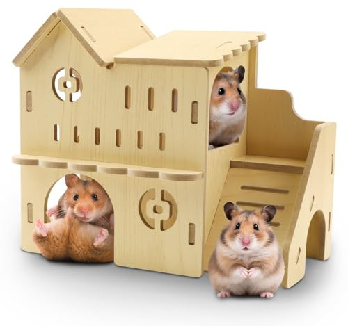 ZXShow Casa de Esquina de Hámster Casa de Madera para Hámster Escondite de Animales Pequeños Casa para Hámster Pequeña para Mascotas Casa de Animales para Jerbos Ratones Hámsters