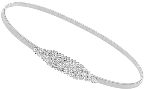 Ticha Cintura in metallo accessorio cintura sottile catena cintura argento strass elastico cintura per le donne abito da sera moda Cincher