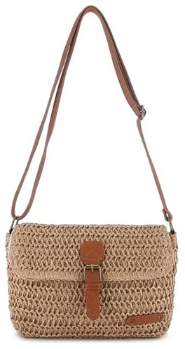HTTDSLF Borsa a Tracolla da Spiaggia Estiva, Borsa Paglia Donna, Tracolla in Stile Bohémien Estivo, per Vacanze al Mare Viaggi, Marrone