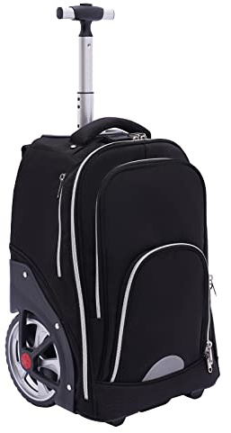 YEITBY Ryggsäck med hjul, justerbart teleskophandtag, trappkompatibel, vattenavvisande handbagage ryggsäck med laptopfack för affärsresor, studenter, svart