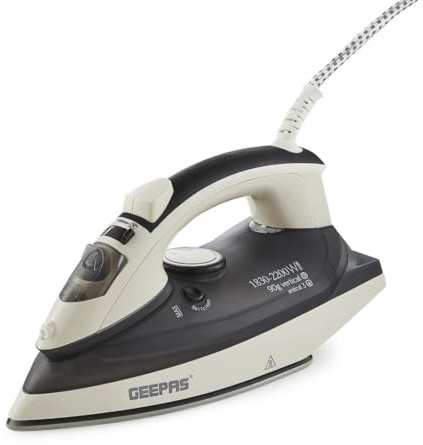 GEEPAS Steam Iron Clothes Dry & Steam Press 45s Fast Heat-Up 2200W Grey