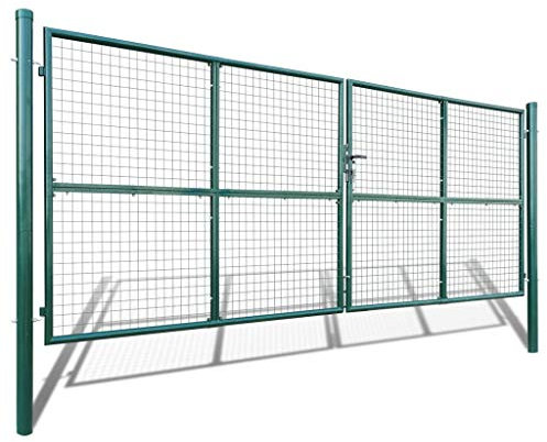 Tidyard Cancello a Rete per Giardino in Acciaio Zincato 415 x 200 cm / 400 x 150 cm | Verde Scuro