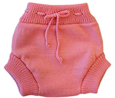 100% lana merino adulto empapado pañal cubierta de punto pantalones cortos tejidos hechos a mano (grande, rosa)