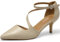 Greatonu Womens Court Shoes D'Orsay Ankle Strap Low Kitten Heel Dress Pumps Wedding Bridal Beige UK 3.5
