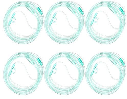 EXCEART 6pcs 2m Nasal Oxygen Cannula Soft Green Tubing for Adults