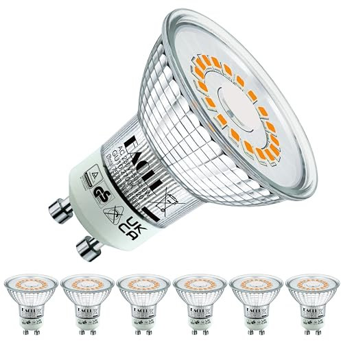 EACLL GU10 LED Warmweiss 6W Ersetzt 80W Halogen Leuchtmittel, 6er-Pack, 610 Lumen 2700 Kelvin Birnen, AC 230V Flimmerfrei Strahler, Abstrahlwinkel 120° Spot, Nicht Dimmbar Ø50xH53mm Reflektorlampen