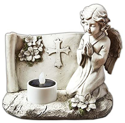 HAC24 Solar LED Schutzengel Dekoration Solarleuchte Engelfigur Grabschmuck Engel Gartenleuchte Deko Grabengel Wetterfest Engelsfigur Solarlampe