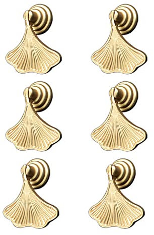 MOROBOR Ginkgo-Knaufgriffe in Blattform, 6 Stück, goldener Tropfenanhänger, Hardware-Schublade, Einzellochgriff für Kleiderschrank, Schrank, Schrank