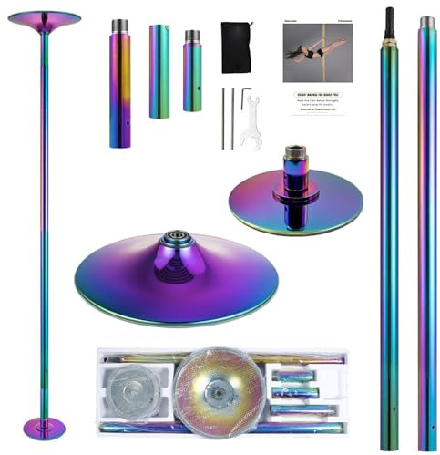 PRIOR FITNESS - 45 mm Tanzstange mit statischen und drehbaren Modi, verstellbar von 2235 bis 2700 mm, geeignet für Fitnessstudio, Party und Studio
