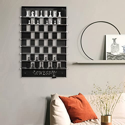 Archtwain Scacchiera verticale in metallo, set di scacchi da parete, da appendere alla parete, decorazione per soggiorno, decorazione da parete per casa, ufficio, regalo di scacchi, giochi da parete