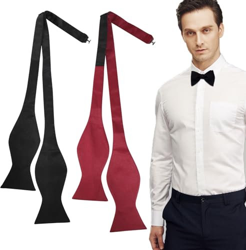 EUPSIIU 2 Stücke Herren Fliege zum Selberbinden Schleife Querbinder Verstellbare Herren-Fliege, formale einfarbige klassische vorgebundene Fliege,Einstellbar Bow Tie für Hochzeit Party (2 Stücke)