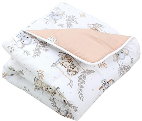 TupTam Krabbeldecke für Baby 120x120 cm - Gepolsterte Spieldecke Baby Baumwolle, XXL, OEKO-TEX, Weich & Hautfreundlich, Farbe: Safari Schaukel Beige