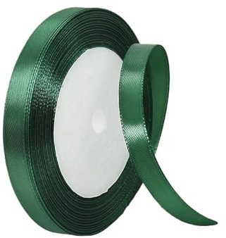 Dark Green Ribbon 10mm for Gift Wrapping 22M,Dark Green Satin Ribbon 10mm Thick for Crafting Cake,Hair Bow,Polyester Ribbon Christmas Decoration,Wedding Car Decor