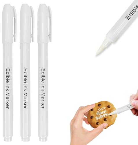 FANWINKJ 3 stylos comestibles blancs, stylos à glaçage blanc pour la décoration de gâteaux, stylos comestibles blancs pour la décoration DIY de biscuits, fondants, desserts