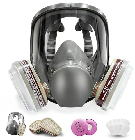 Masque Respiratoire Réutilisable avec Filtres, Masque à Gaz de Protection Respiratoire, Masque Anti Poussière pour Peinture, Soudage, Vapeurs Organiques, Ponçage, Graffiti