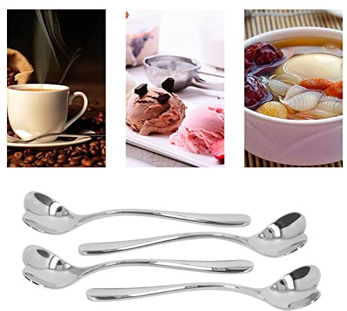 Cucchiaini da caffè, 4 pezzi, in acciaio inox, manico ergonomico, cucchiaio da dessert a forma di cuore, per tè, caffè, dessert, 140 x 28 mm