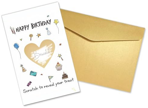 Birthday Surprise Scratch Card Reveal, Personalised Scratch Card with Envelope Gold Scratch-off Sticker, Happy Birthday Card Gifts Surprise Reveal